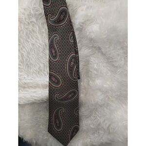 Patrick James Mens Silk Tie Burgundy Blue Paisley Geometric Medallion Necktie